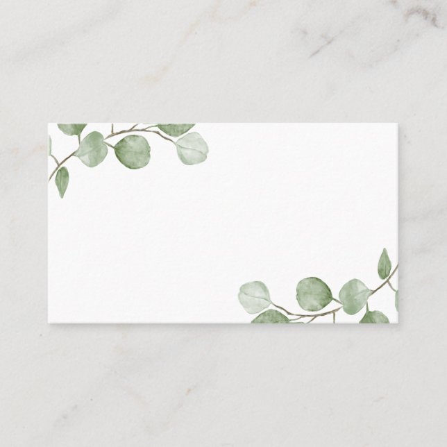 Watercolor Eucalyptus Wedding Place Card (Front)