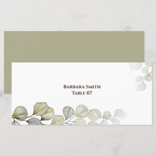 Watercolor Eucalyptus Wedding Placed Card