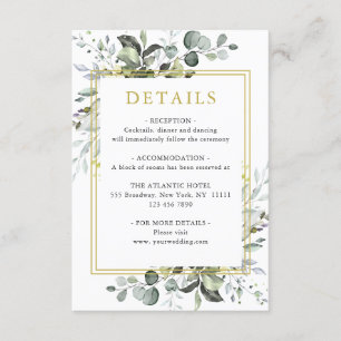 Watercolor Eucalyptus Wedding Reception Details Enclosure Card