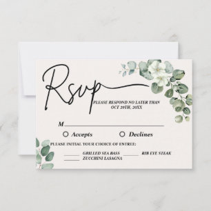 Watercolor eucalyptus Wedding RSVP Card