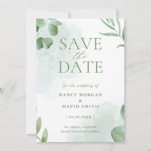 Watercolor Eucalyptus Wedding Save The Date
