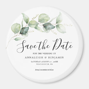 Watercolor Eucalyptus Wedding Save the Date Magnet
