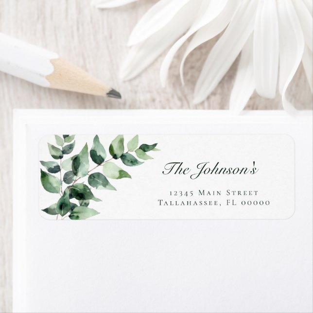 Watercolor Eucalyptus Wedding | White Address (Insitu)