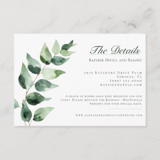 Watercolor Eucalyptus Wedding | White Enclosure Card