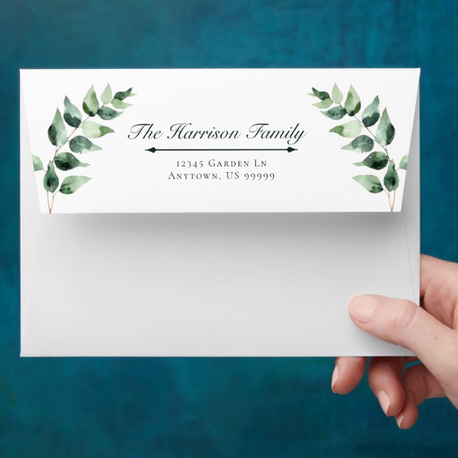 Watercolor Eucalyptus Wedding | White Envelope (Hand)