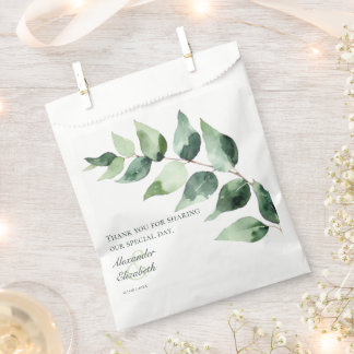 Watercolor Eucalyptus Wedding | White Favour Bags