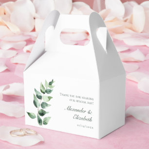 Watercolor Eucalyptus Wedding White Favour Box