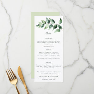 Watercolor Eucalyptus Wedding   White Menu