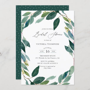 Watercolor Eucalyptus Wreath Bridal Shower Invitation