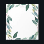 Watercolor Eucalyptus Wreath Personalised Notepad<br><div class="desc">Colourful and whimsical notepad featuring watercolor eucalyptus wreath. Personalise but adding your name or short phrase. This will be a perfect botanical accent for your office.</div>