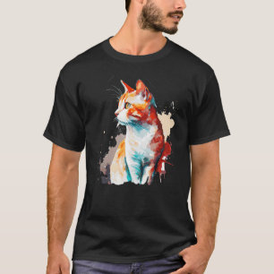 Watercolor European Shorthair Cat Colourful Cat T-Shirt