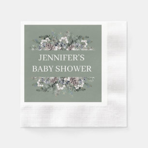 Watercolor evergreen baby shower napkin