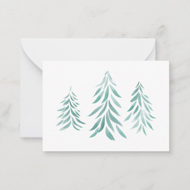 Watercolor Evergreen Trees Brushstrokes  Card (Front)