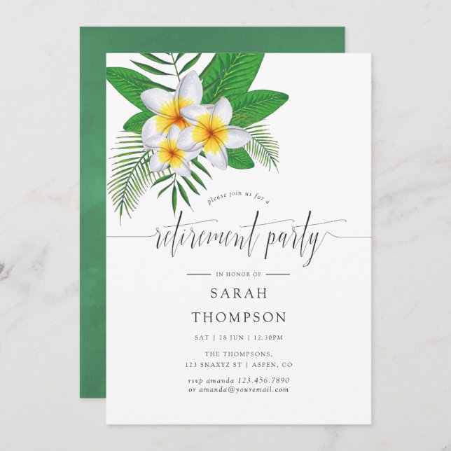 Watercolor Exotic Aloha Luau Retirement Party Invitation (Front/Back)
