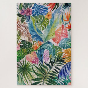 Watercolor - Exotic Tropical Leaves - Jigsaw Puzzle