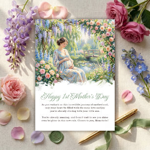 Watercolor Expecting Mum Happy 1st Mother’s Day Holiday Card