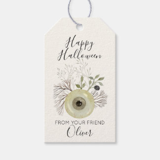Watercolor Eyeball Botanical Happy Halloween Gift Tags