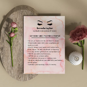 Watercolor Eyelash  Browbar Aftercare Instructions Business Card