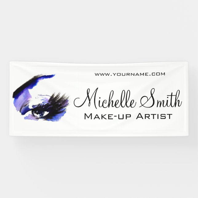 Watercolor eyes lash extension makeup branding banner (Horizontal)
