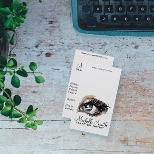 Watercolor eyes lash extension makeup branding business card