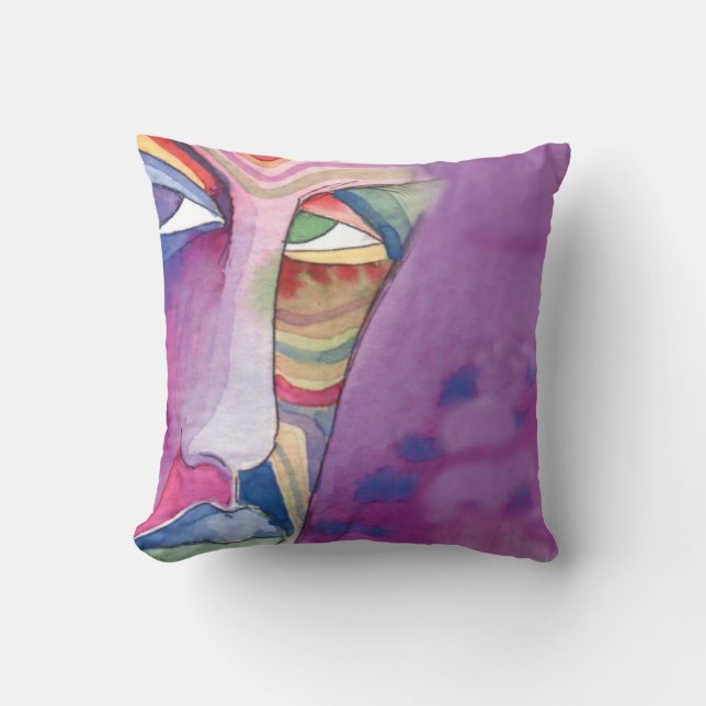 WATERCOLOR  FACE Abstract Water Colour Pillow (Front)