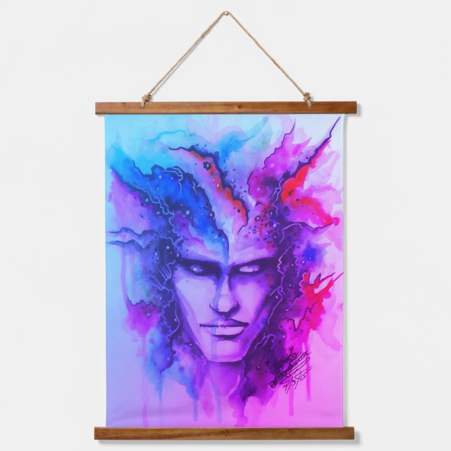Watercolor Face Hanging Tapestry (Front)