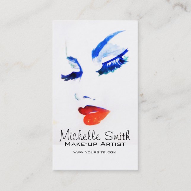 Watercolor face makeup artist branding business card (Front)