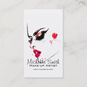 Watercolor face makeup artist branding business card