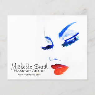 Watercolor face makeup artist branding flyer
