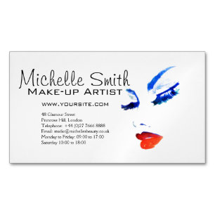 Watercolor face makeup artist branding magnetic business card
