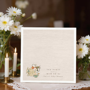 Watercolor Faecore floral Tea Party Baby Shower Napkin