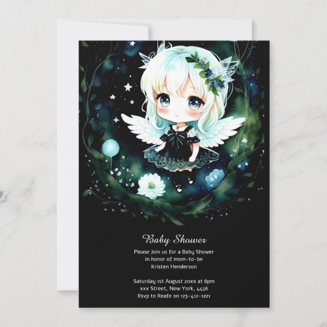 Watercolor Fairy Baby Shower Invitation (Front)