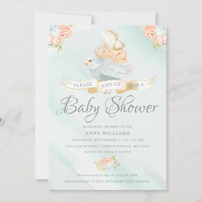 Watercolor Fairy Baby Shower Invitation (Front)