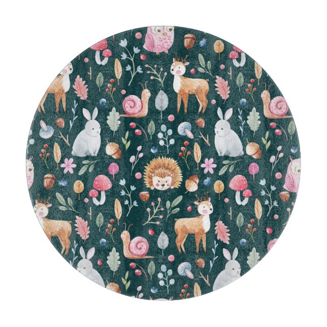 Watercolor Fairy Forest Children's Pattern Cutting Board (Front)