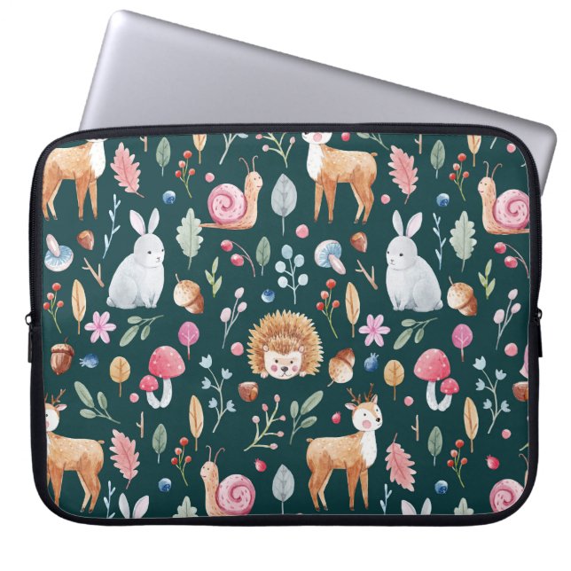 Watercolor Fairy Forest Children's Pattern Laptop Sleeve (Front)