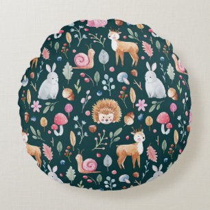 Watercolor Fairy Forest Children's Pattern Round Cushion
