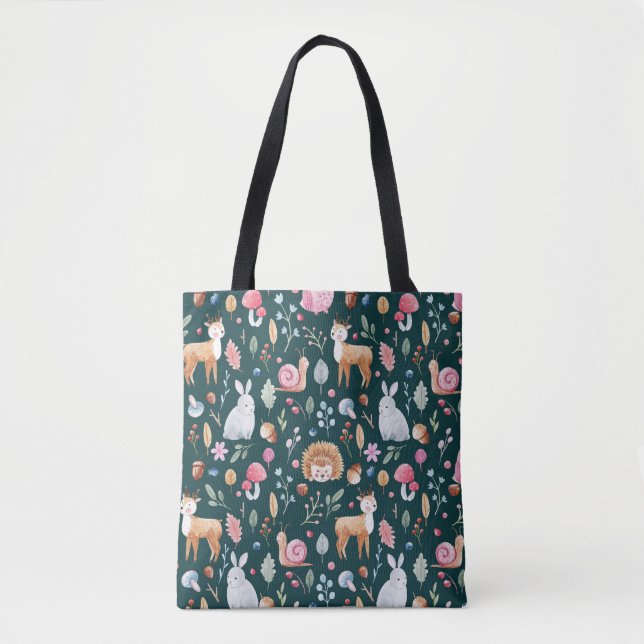 Watercolor Fairy Forest Children's Pattern Tote Bag (Front)