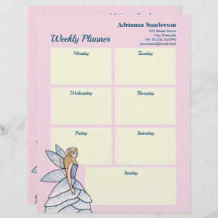 Watercolor Fairy Princess Fashion Weekly Planner Custom Letterhead