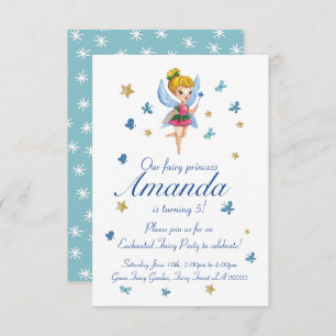 Watercolor Fairy Tale Princess  Butterfly Birthday Invitation
