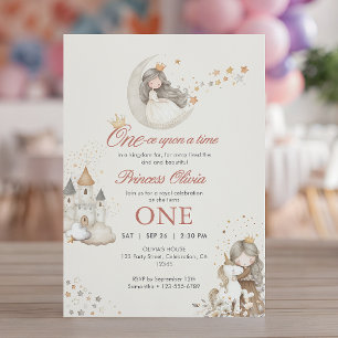 Watercolor Fairytale Princess Girl's 1st Birthday Invitation