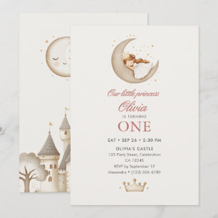 Watercolor Fairytale Princess Girl's 1st Birthday Invitation