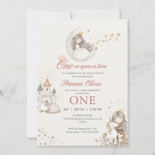 Watercolor Fairytale Princess Girl's 1st Birthday Invitation