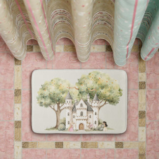 Watercolor Fairytale Princess Whimsical Bath Mat