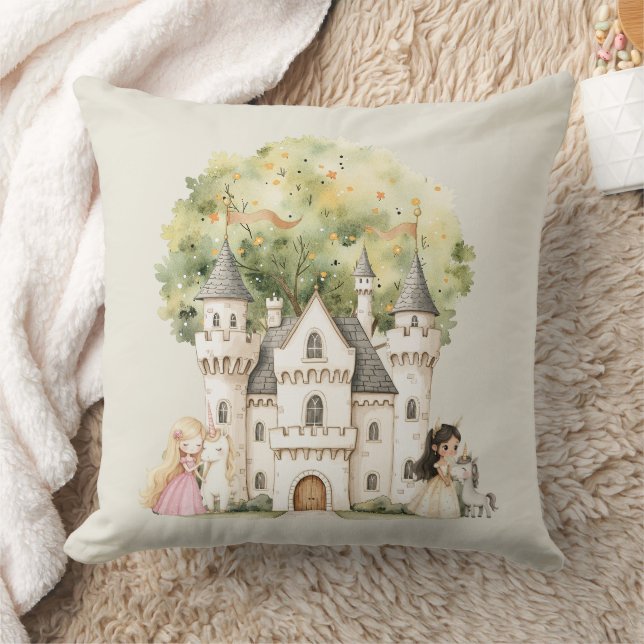 Watercolor Fairytale Princess Whimsical Cushion (Blanket)