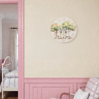 Watercolor Fairytale Princess Whimsical Large Clock