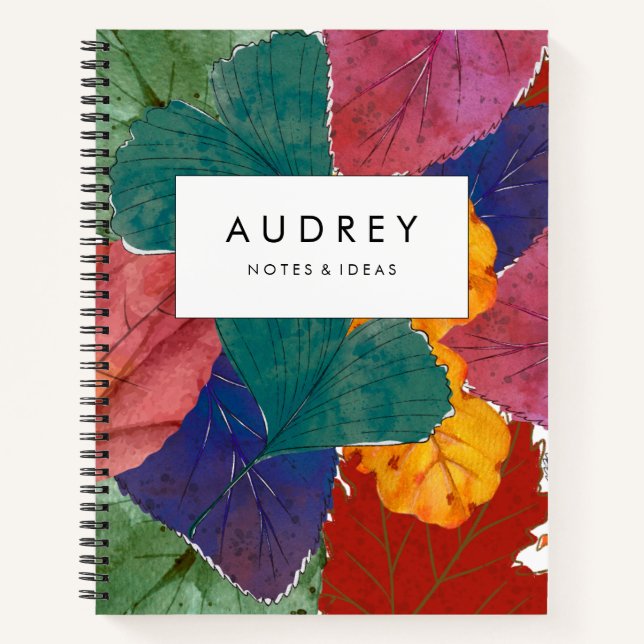 Watercolor Fall and Autumn Floral Notebook (Front)