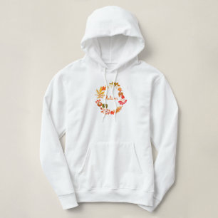Watercolor Fall Autumn Pumpkin Leaves Floral Hoodie