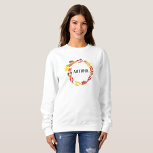 Watercolor Fall Autumn Pumpkin Leaves Floral Sweatshirt
