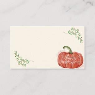 Watercolor Fall Autumn Thanksgiving Pumpkin Place Card