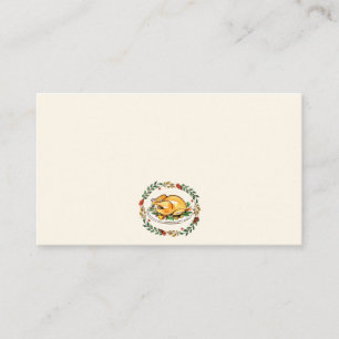 Watercolor Fall Autumn Thanksgiving Turkey Place Card